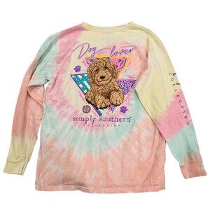 Simply Southern Tie-Dye Long Sleeve Dog Lover Shirt Youth Large